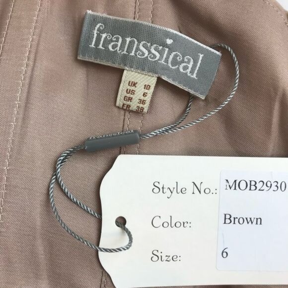 Franssical A-Line mother of bride dress & Bolero jacket tan color size 6 - Picture 12 of 16